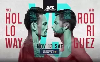 Watch UFC Fight Night Vegas 42: Holloway vs. Rodriguez 11/13/21 Full Show Online Free