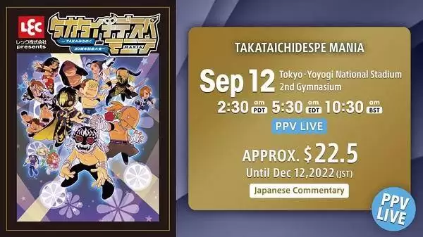 Watch NJPW TAKATAICHIDESPE MANIA 9/12/2022 Full Show Online Free