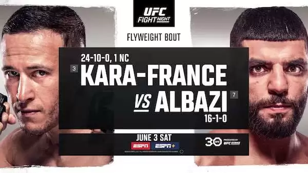 Watch UFC Fight Night Vegas 74: Kara-France vs Albazi 6/3/23 3rd June 2023 Full Show Online Free
