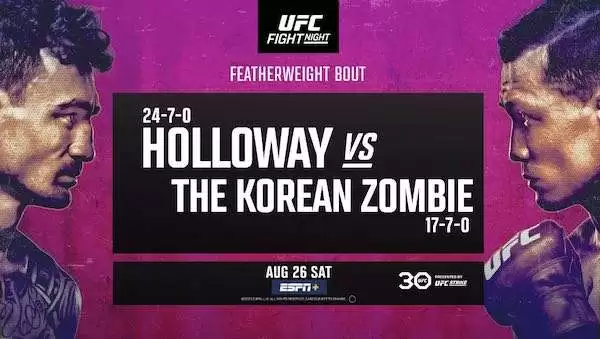 Watch UFC Fight Night Singapore: Holloway vs The Korean Zombie 8/26/23 26th August 2023 Full Show Online Free