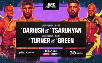 Watch UFC Austin Fight Night: Dariush vs Tsarukyan 12/2/23 2nd December Live Online Full Show Online Free