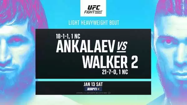 Watch UFC Vegas 84: Ankalaev vs Walker 2 1/13/24 13th January 2024 Live Online Full Show Online Free